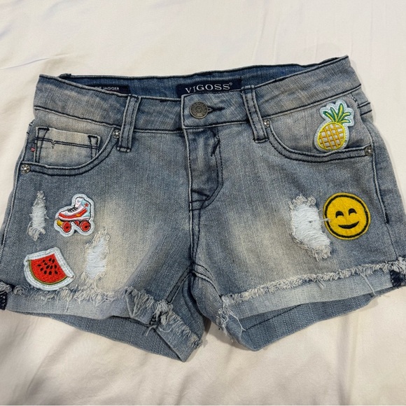 Vigoss Pants - Vigoss Women's Blue Denim Shorts with Patches